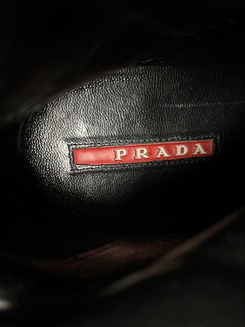 PRADA/レースアップブーツ/size40.5/黒/スエード/サイドジップ