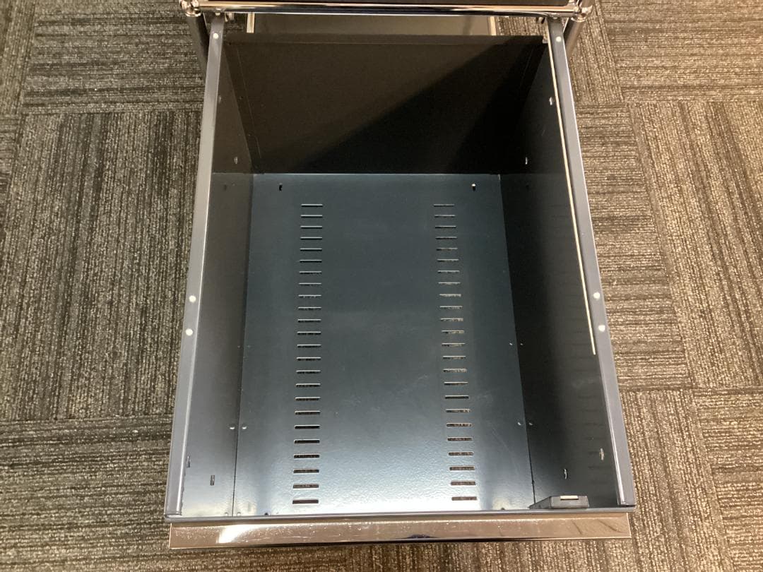 鍵付き　USMハラー　ロールボーイ　２段　デスクワゴン　アントラサイト　C