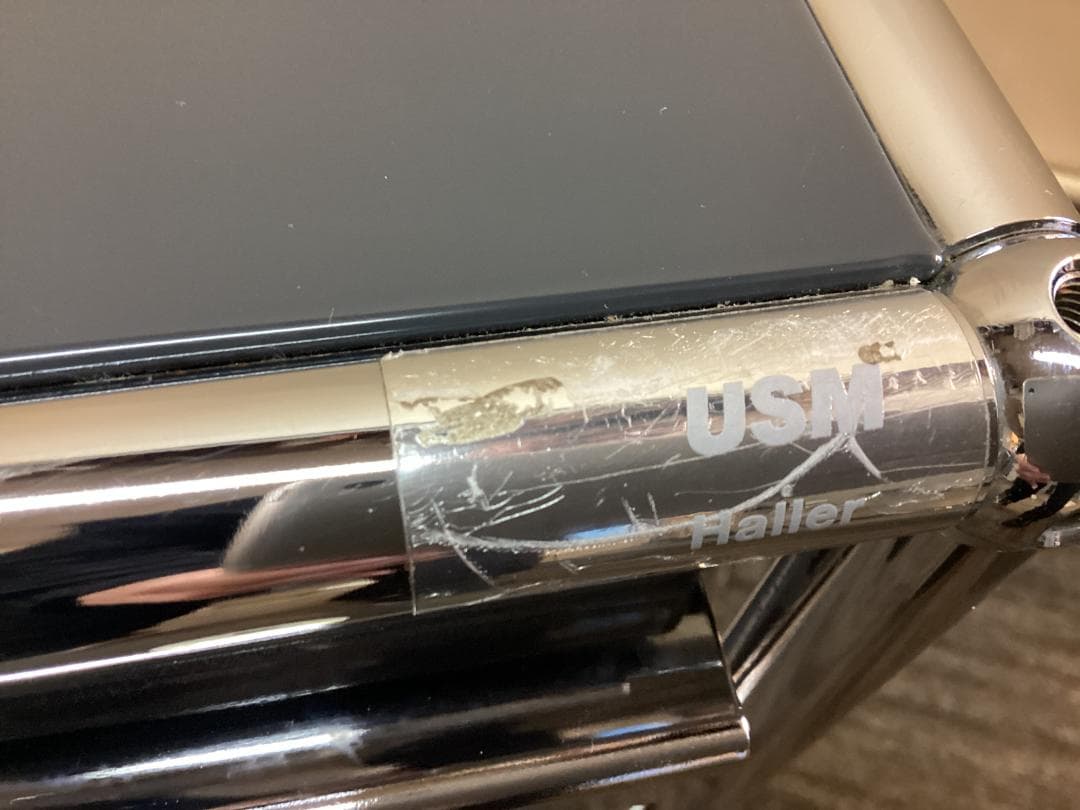 鍵付き　USMハラー　ロールボーイ　２段　デスクワゴン　アントラサイト　C