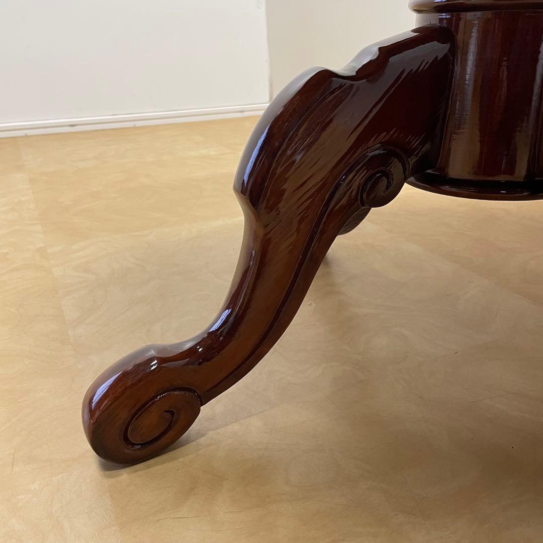 イタリア 丸テーブル 猫脚 象嵌 彫刻 ダイニングテーブル 円形 アンティーク