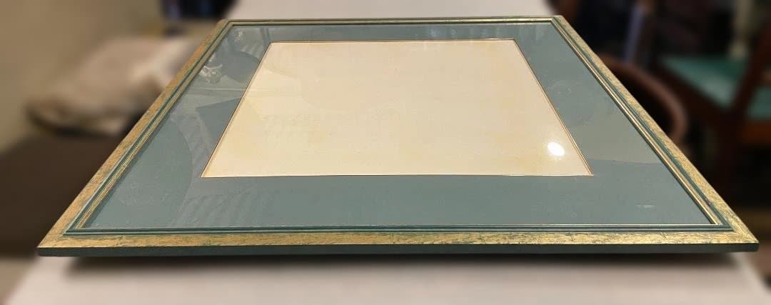 木製 大型 フレーム 額縁 絵画 写真 染色 展示 グリーン ゴールド 緑 金