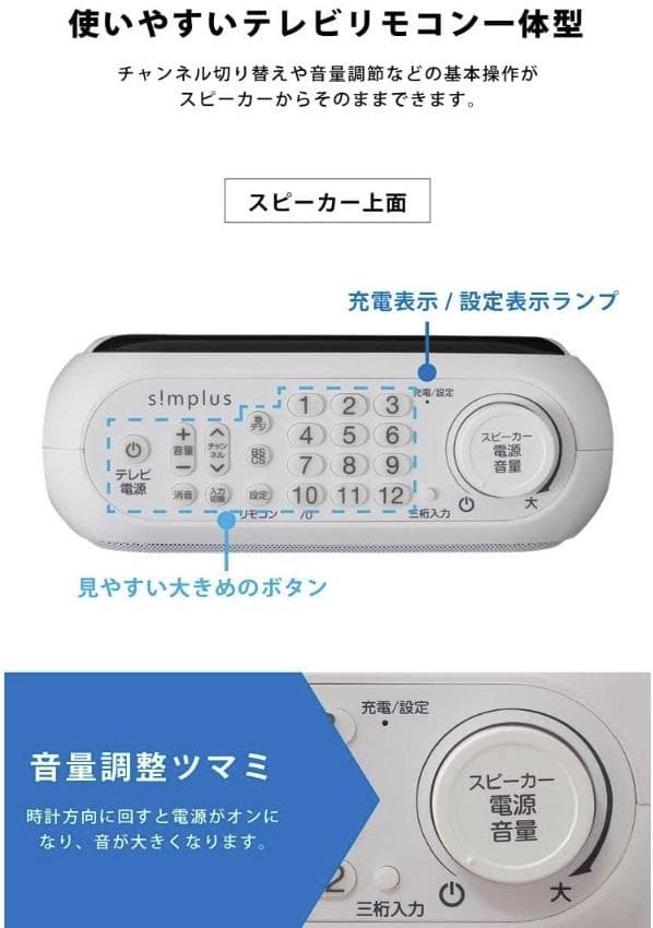 テレビ用 ワイヤレススピーカー simplus SP-LD100 ホワイト