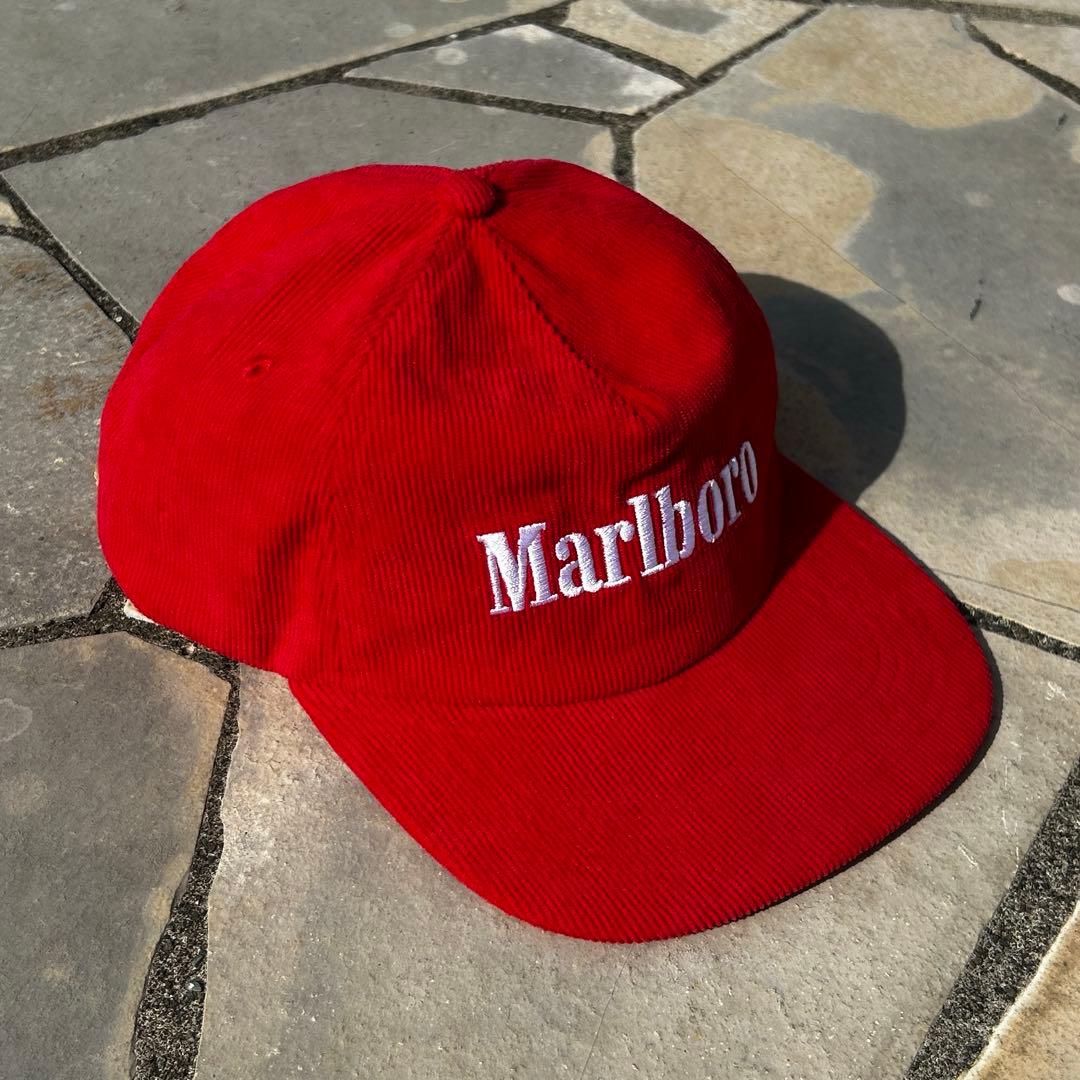 80s 90s Marlboro コーデュロイキャップ 刺繍ロゴ　マルボロ
