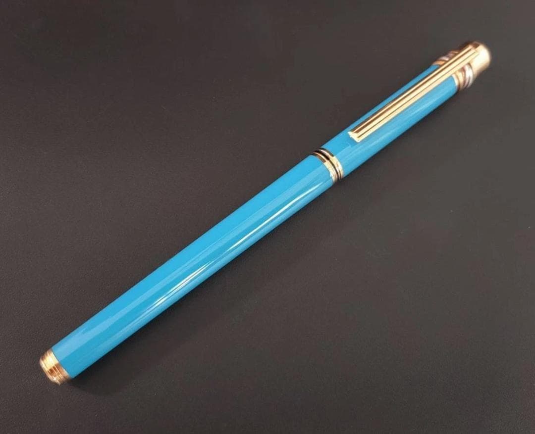 カルティエ Cartier トリニティ 万年筆　ブルー ペン先18K　希少カラー