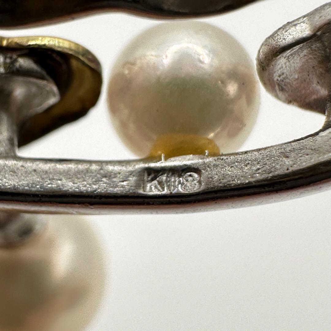 【美品】ブローチ トップK18 SILVER コンビ エンジェル 本真珠
