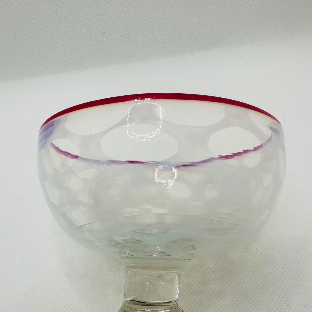 【希少】大正ロマン 氷コップ 赤縁 水玉紋様 和ガラス アンティーク