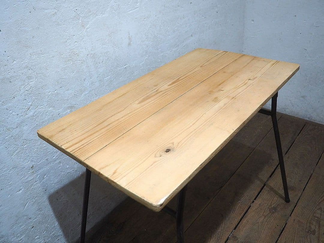 1400 ビンテージ　折りたたみ式　古い鉄脚テーブル　レトロ　展示台　工業系