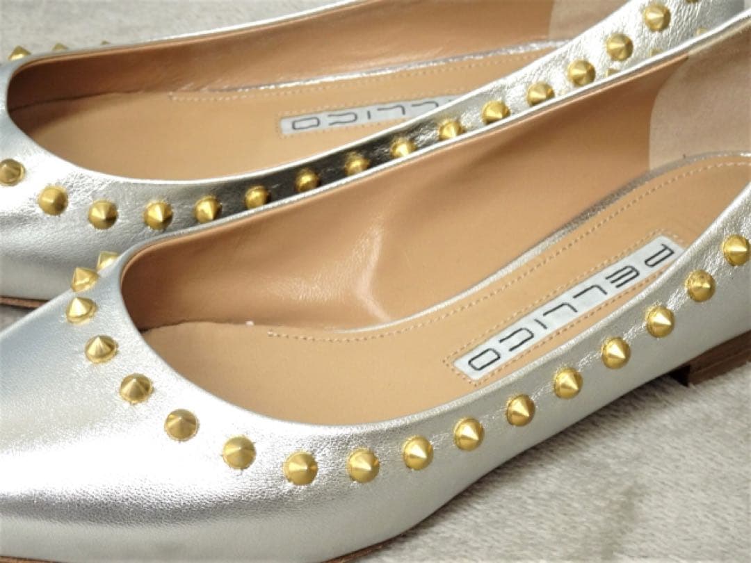 【ペリーコ】ANIMA スタッズパンプス フラットパンプス スタッズ シルバー