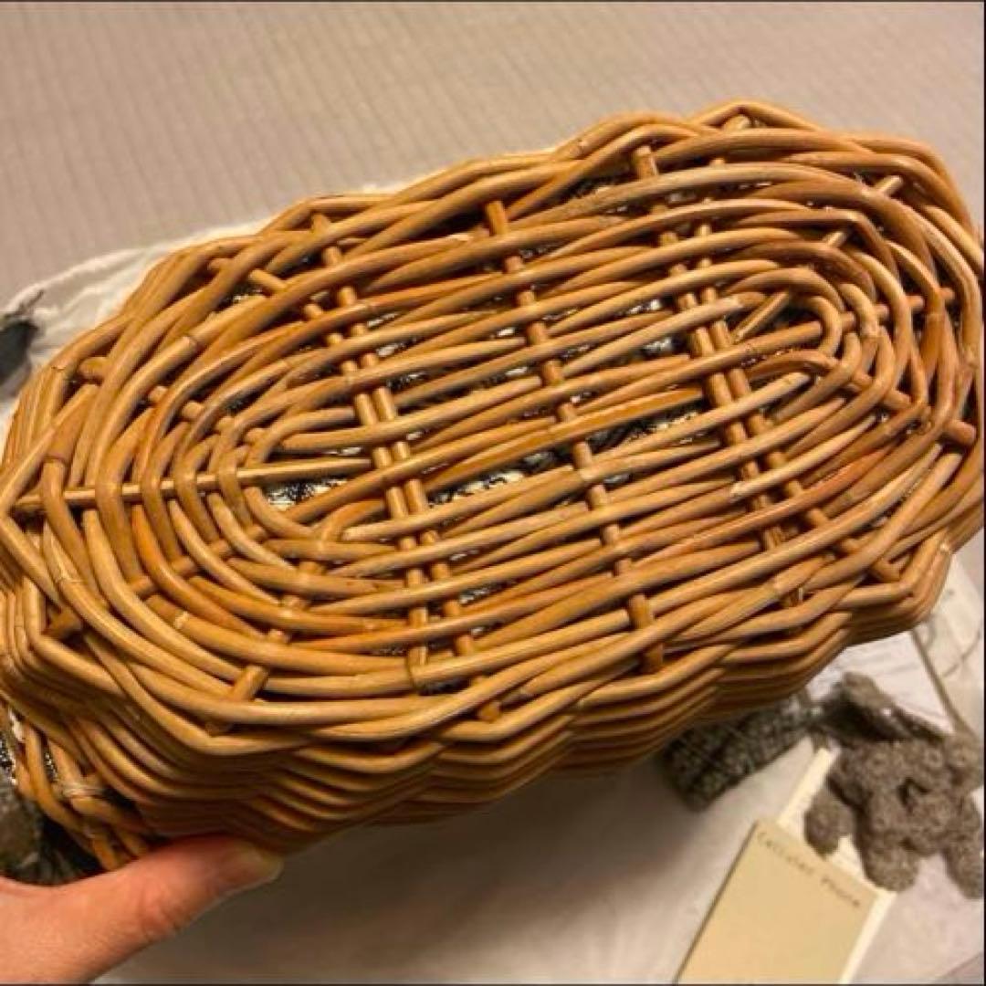 エバゴス×ウサギ プゥ トワ 限定 紅藤 シェニール織りパッチワーク カゴバッグ