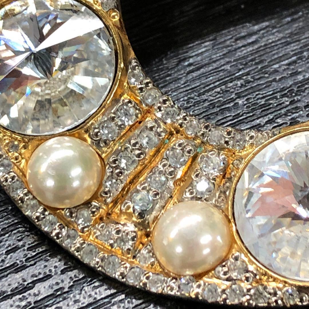 希少 VALENTINO バレンチノ 特大 ラインストーン パール ブローチ
