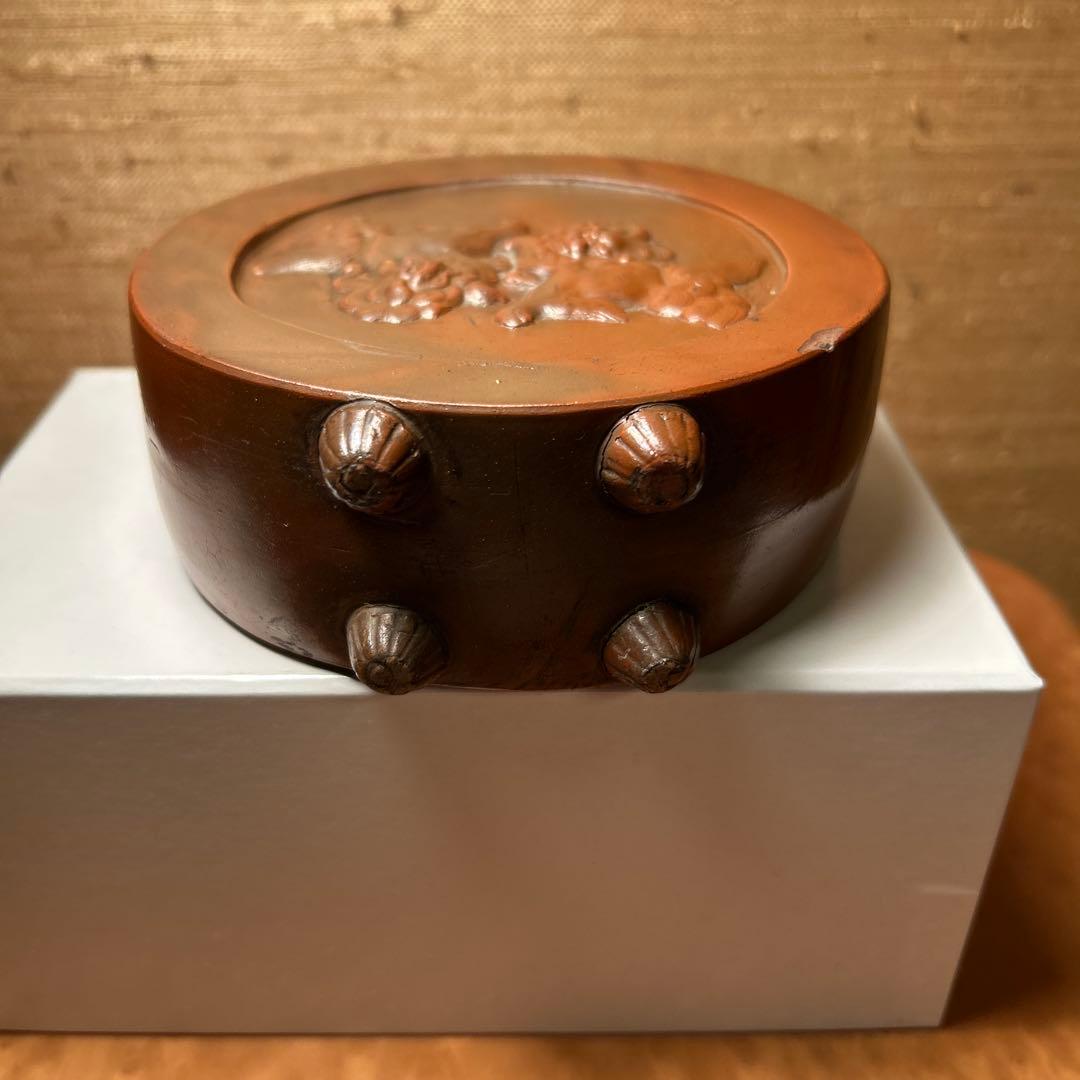 骨董　備前焼陽刻獅子文徳利