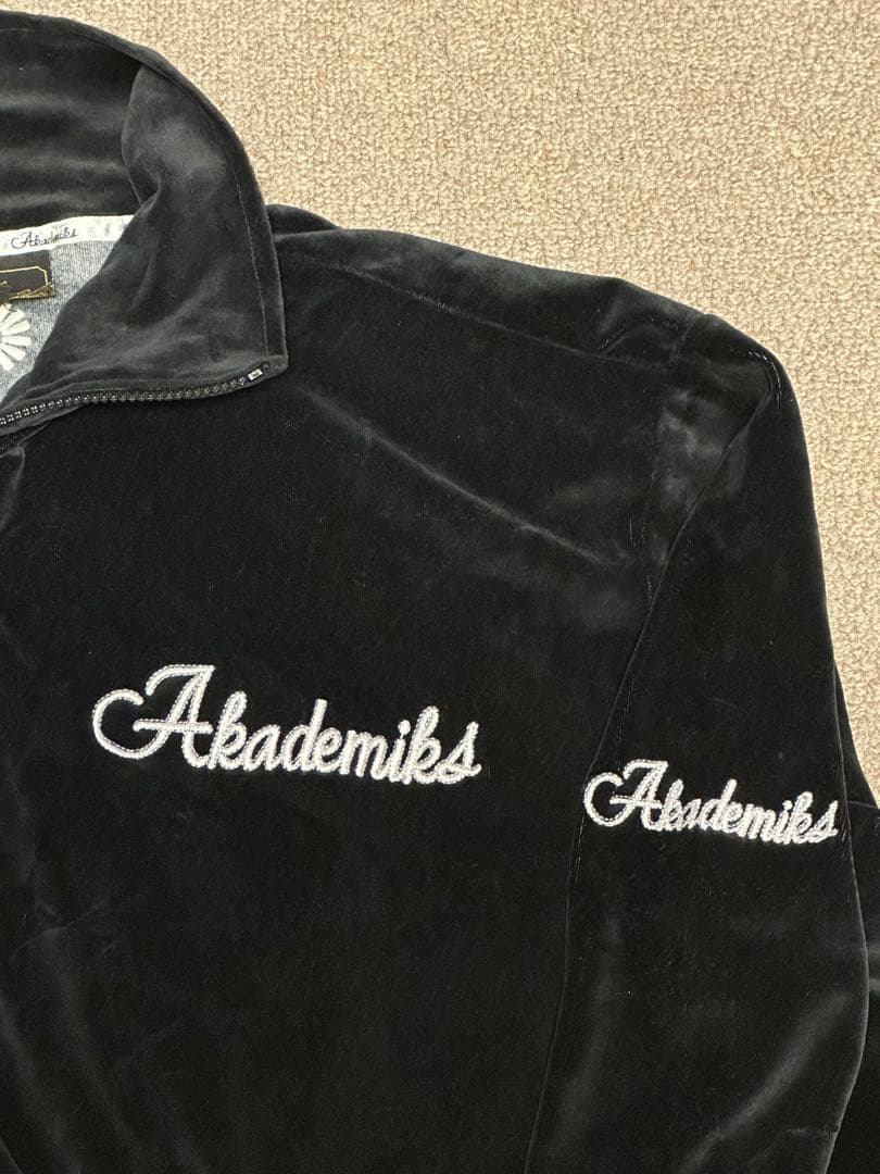 レア！ AKADEMIKS アカデミクス ベロア セットアップ 黒 上下 L