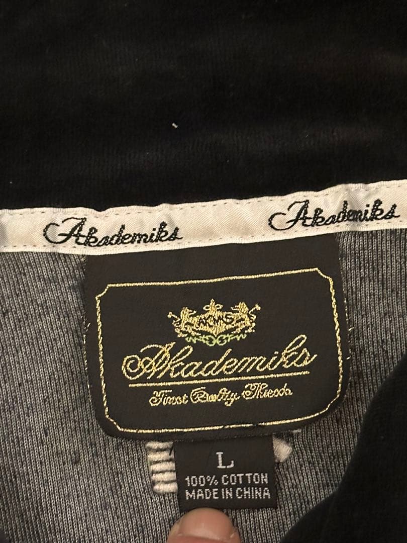 レア！ AKADEMIKS アカデミクス ベロア セットアップ 黒 上下 L
