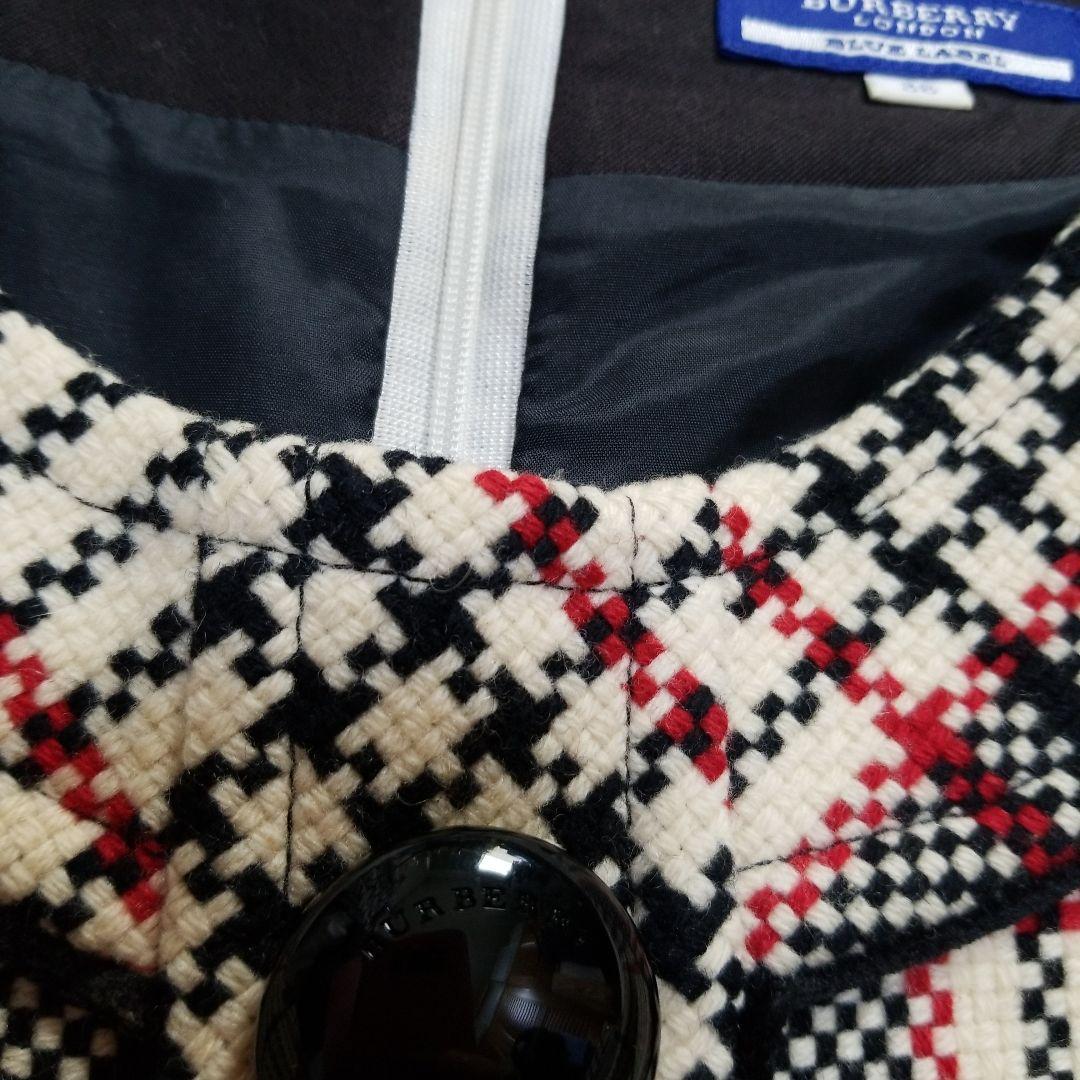 バーバリーブルーレーベル　ツイードワンピース　ミニ　チェック　38　M