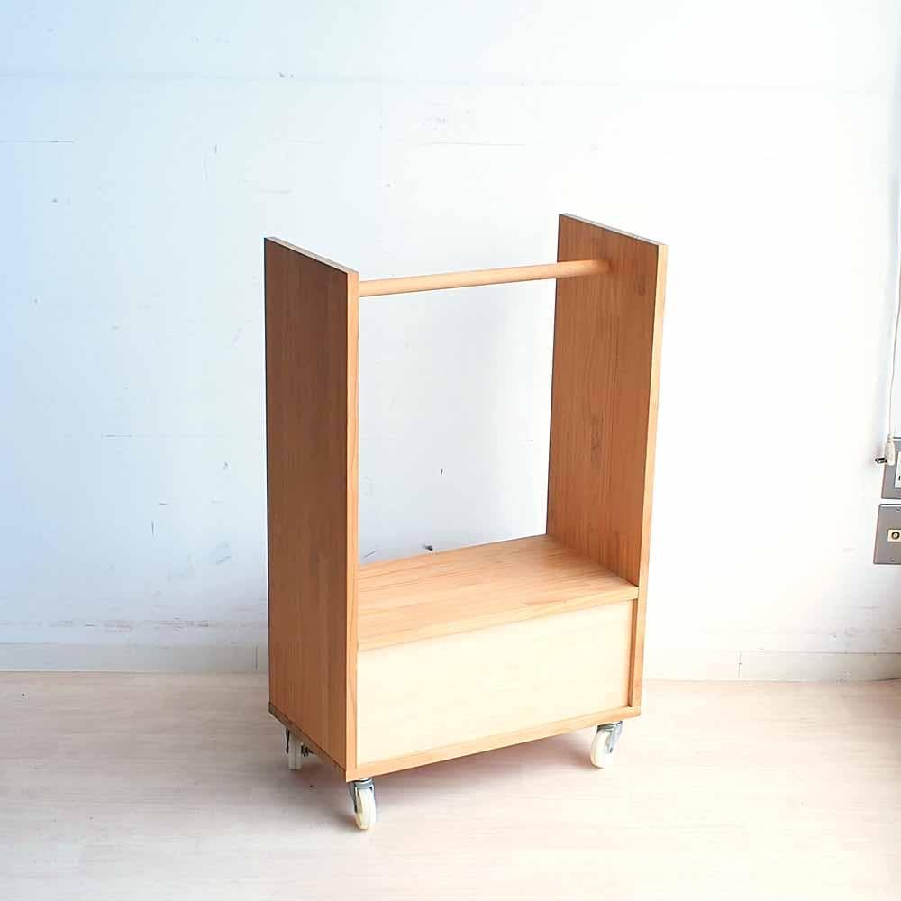 モモナチュラル パイン材 ハンガーラック 収納 ワゴン 子供部屋 ZR24183