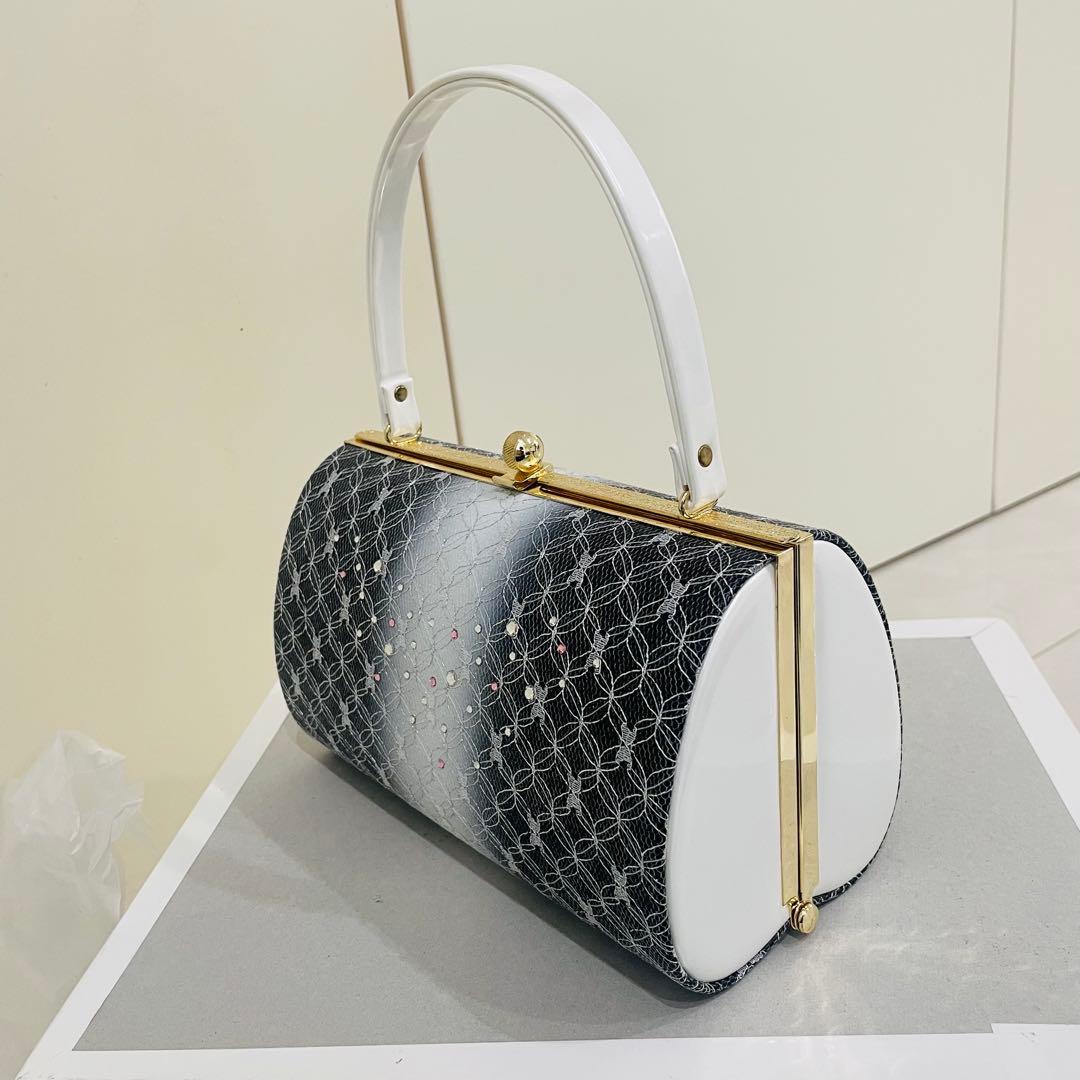 和装用 バッグ・草履（Lサイズ）セット（濃紺・ホワイト）シルバーレース 成人式