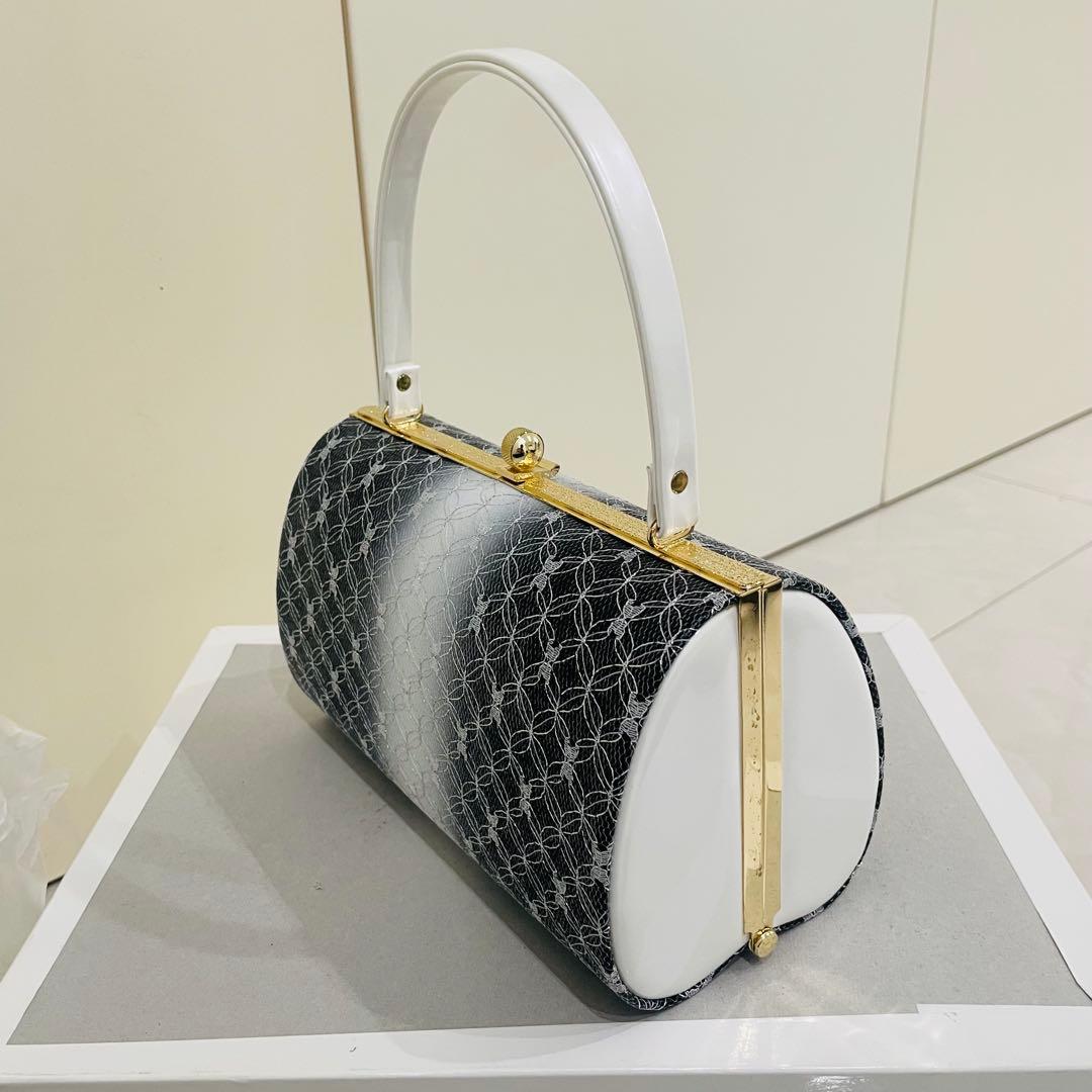 和装用 バッグ・草履（Lサイズ）セット（濃紺・ホワイト）シルバーレース 成人式