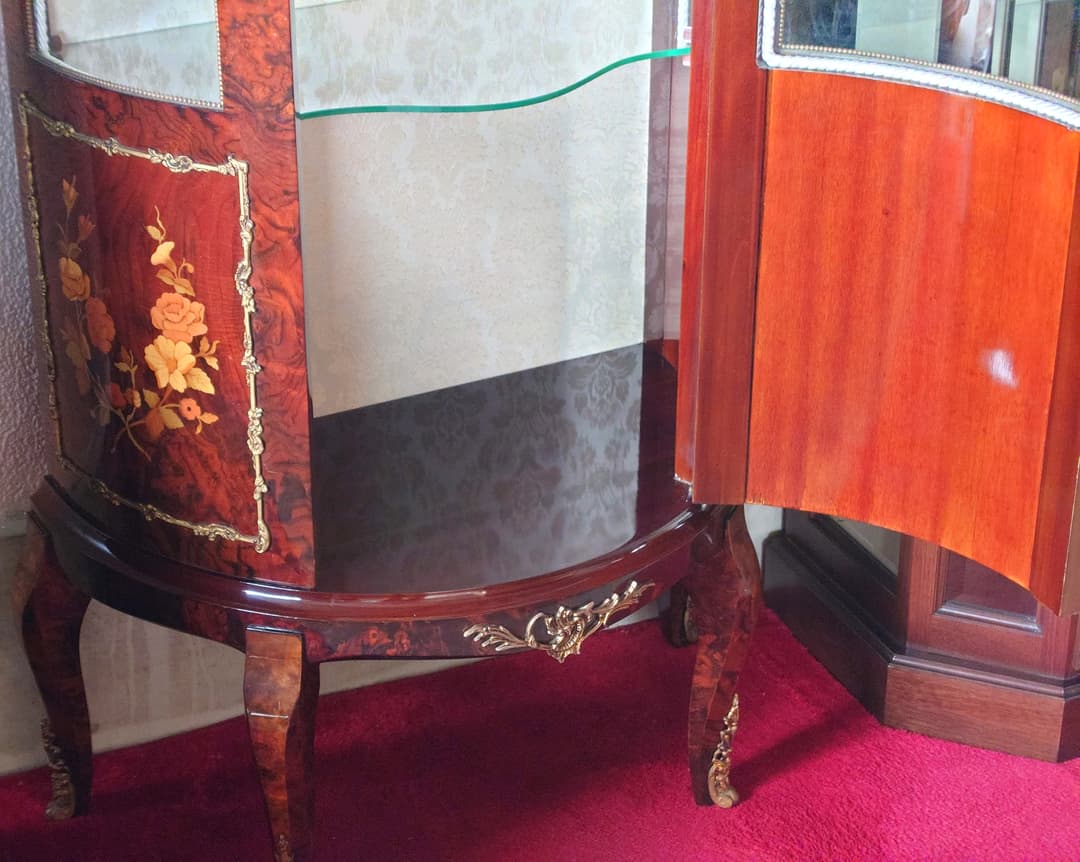 スペイン アンティーク飾り棚 マホガニーローズウッド キャビネット