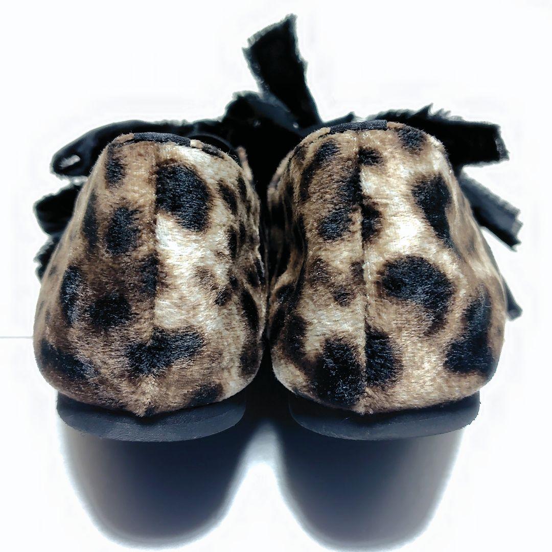 美品　LE TALON GRISE　サテンリボンバレリーナ　レオパード　日本製