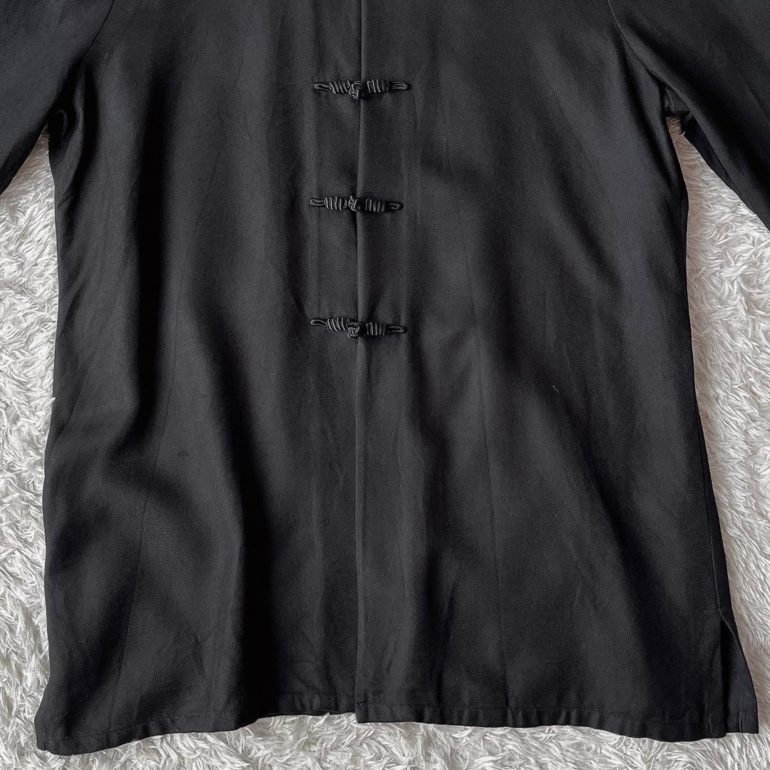 【美品】ローレンラルフローレン チャイナシャツ チュニック 黒シルク100％