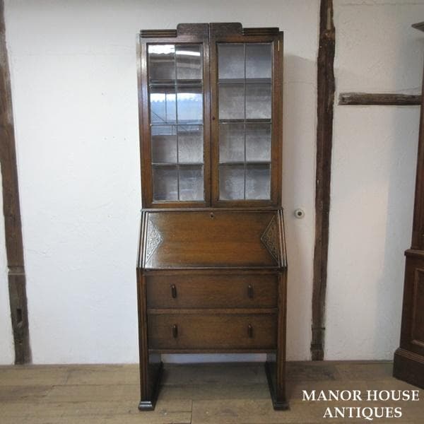 イギリス製 アンティーク 家具 ビューローブックケース デスク 本棚 6172e