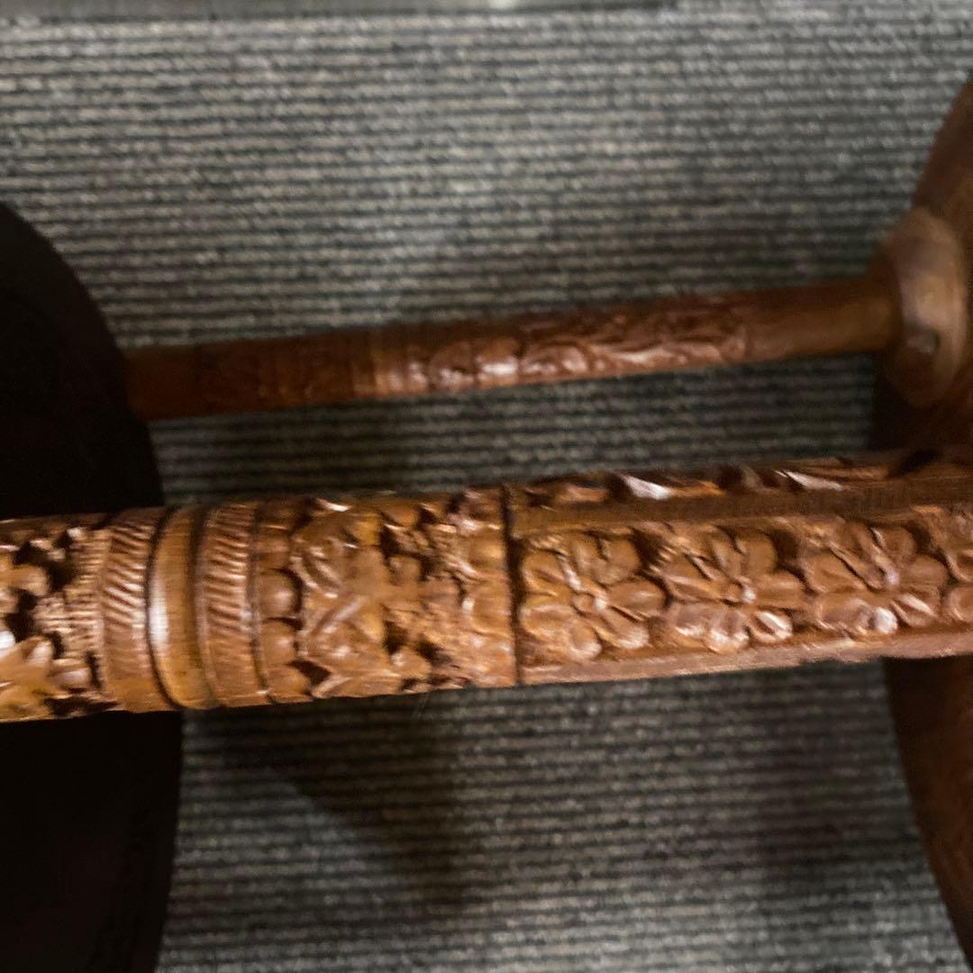 INDIA製 インド製　木製3段サイドテーブル　アンティーク