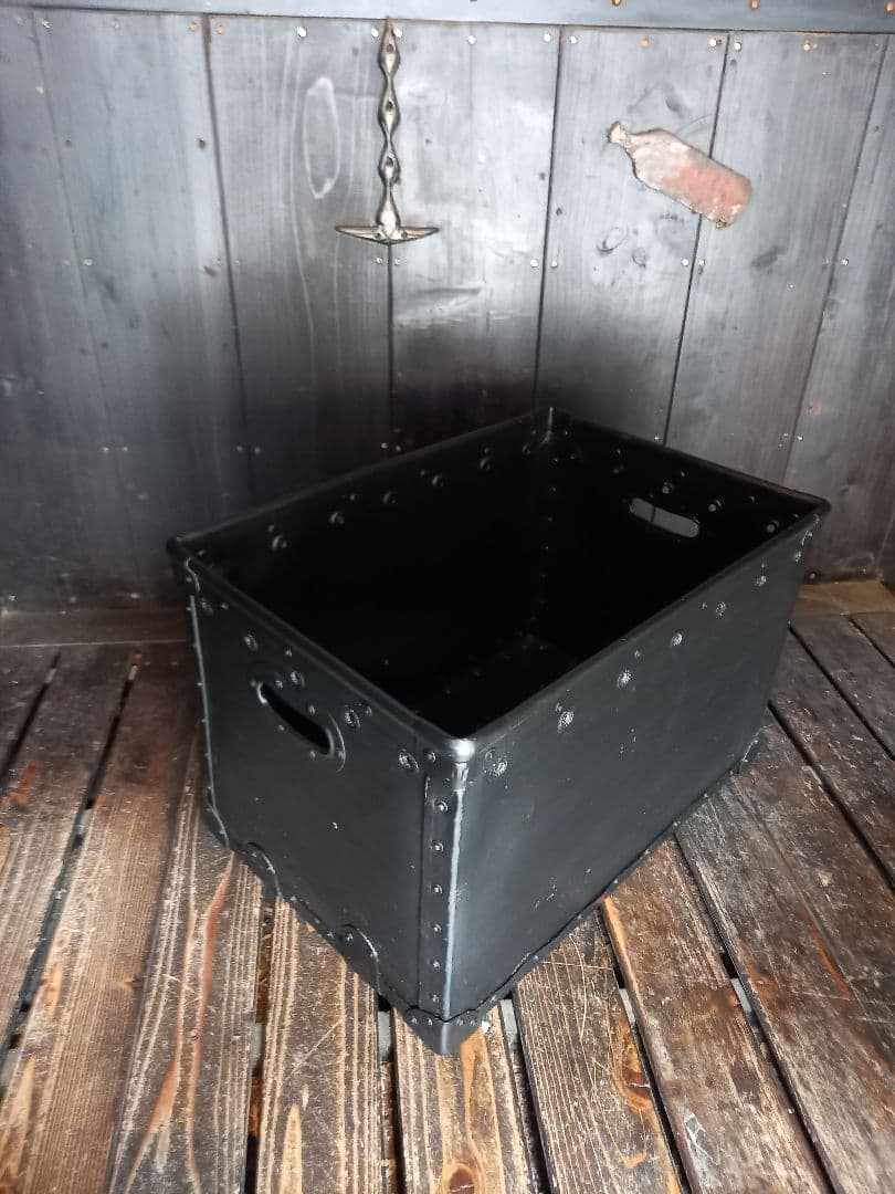 1960's　ヴィンテージ　ファイバー　アイアン　キャリー　ボックス　配達箱