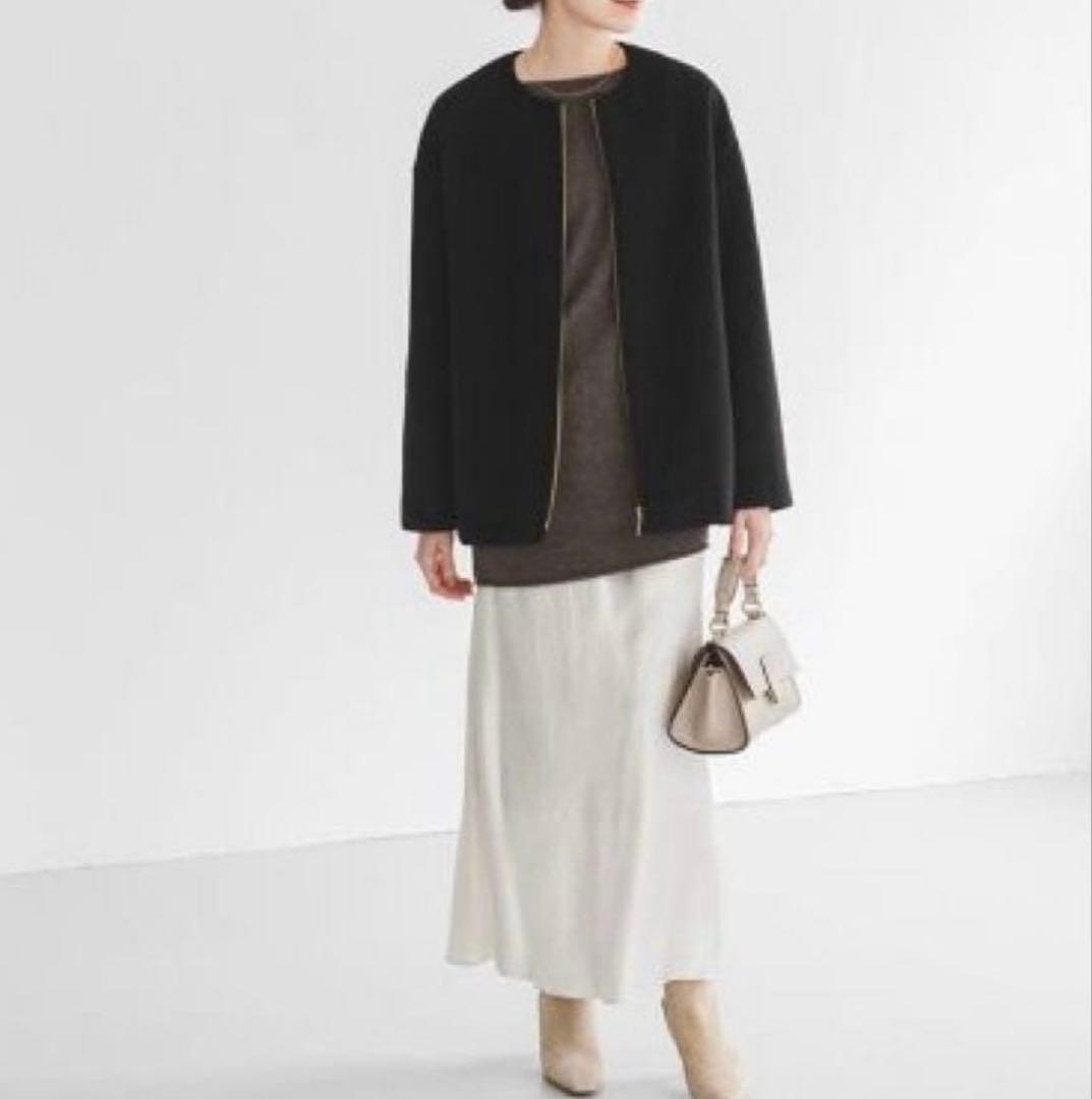 ノーブル❣️ 2023年新作❣️ カラーレスジップショートコート❣️ ブラック❣️