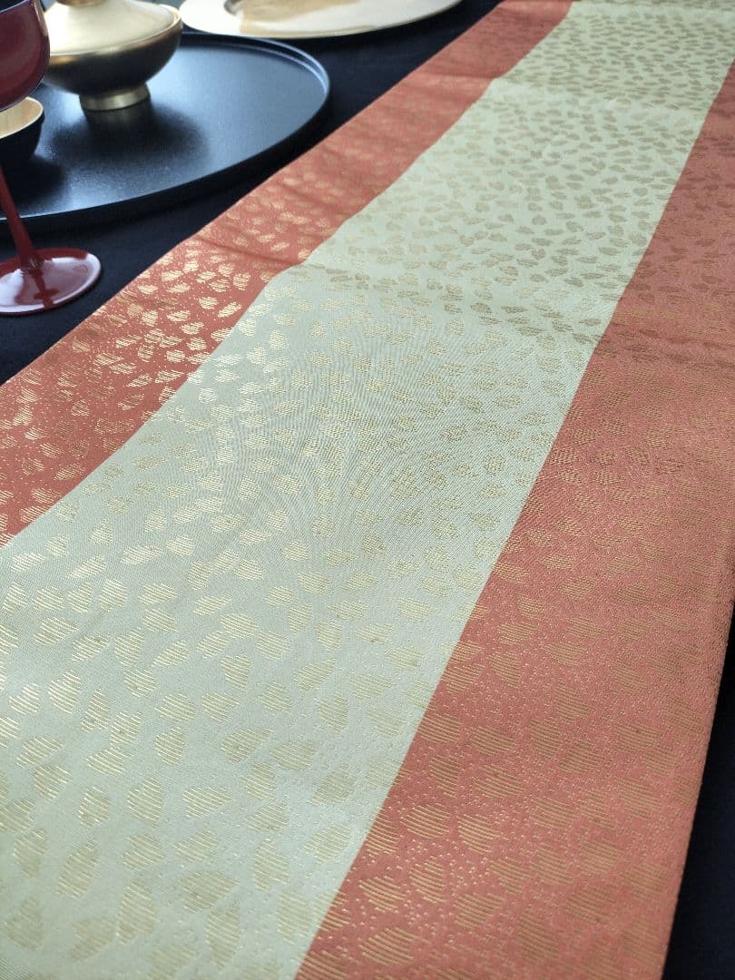 A901逸品‼️西陣織‼️全通‼️リバーシブル‼️テーブルランナー2m9cm