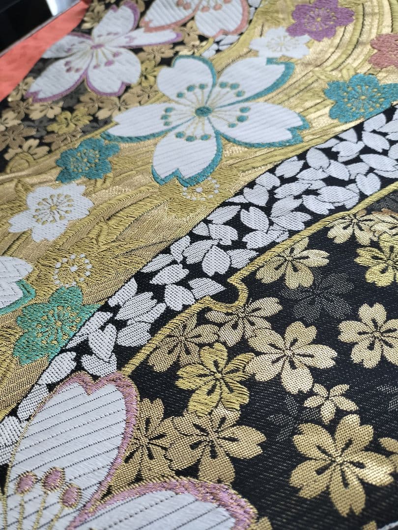 A901逸品‼️西陣織‼️全通‼️リバーシブル‼️テーブルランナー2m9cm