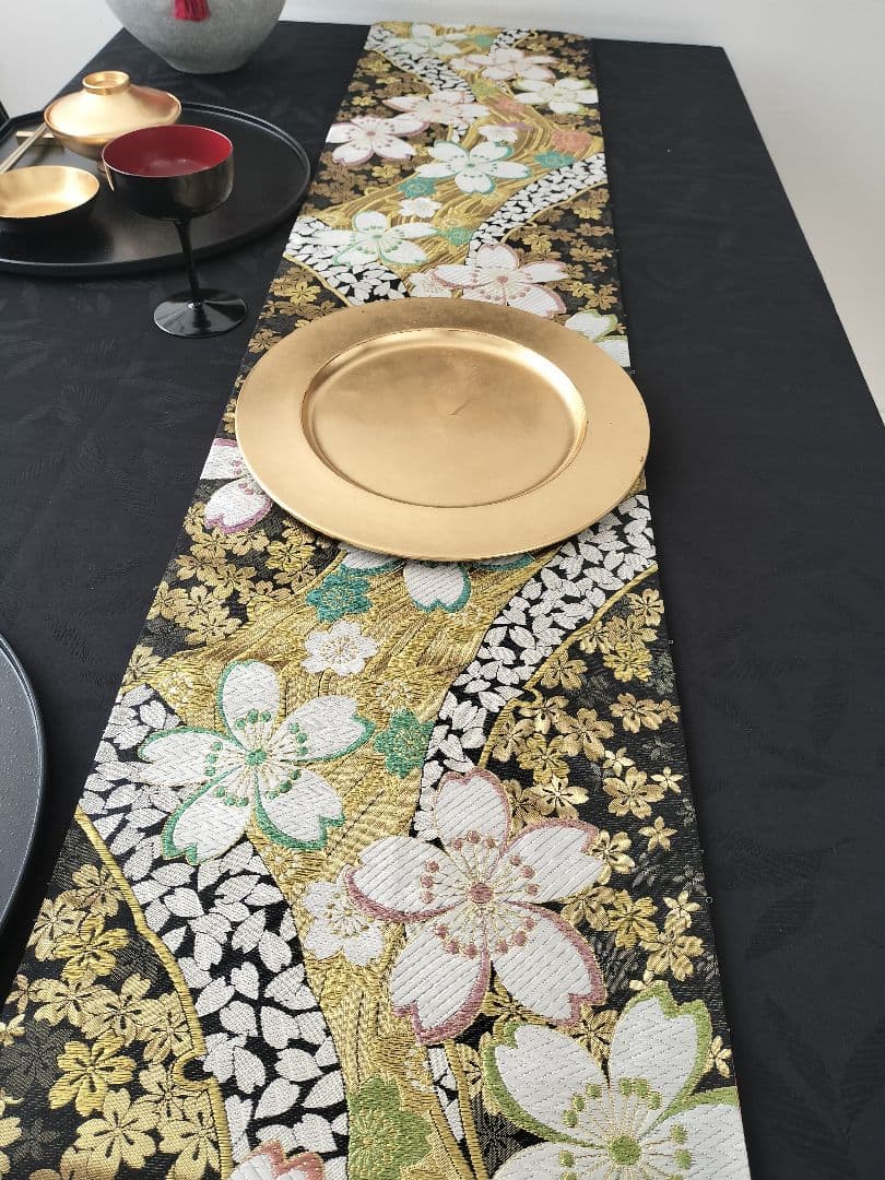 A901逸品‼️西陣織‼️全通‼️リバーシブル‼️テーブルランナー2m9cm