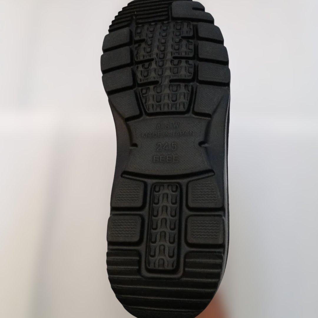 黒いレザーショートブーツ ジッパー付き 24.5cm 新品未使用