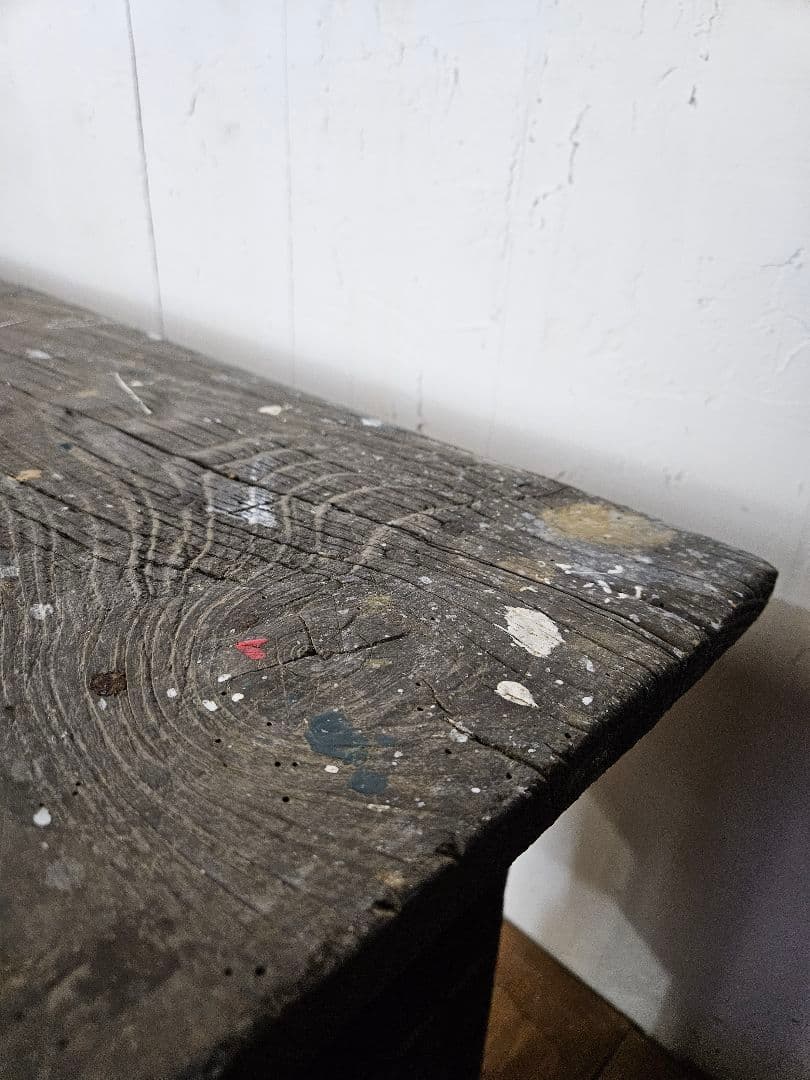 フランスアンティーク 古い木のベンチ プリミティブ チェア 長椅子 飾り台 花台