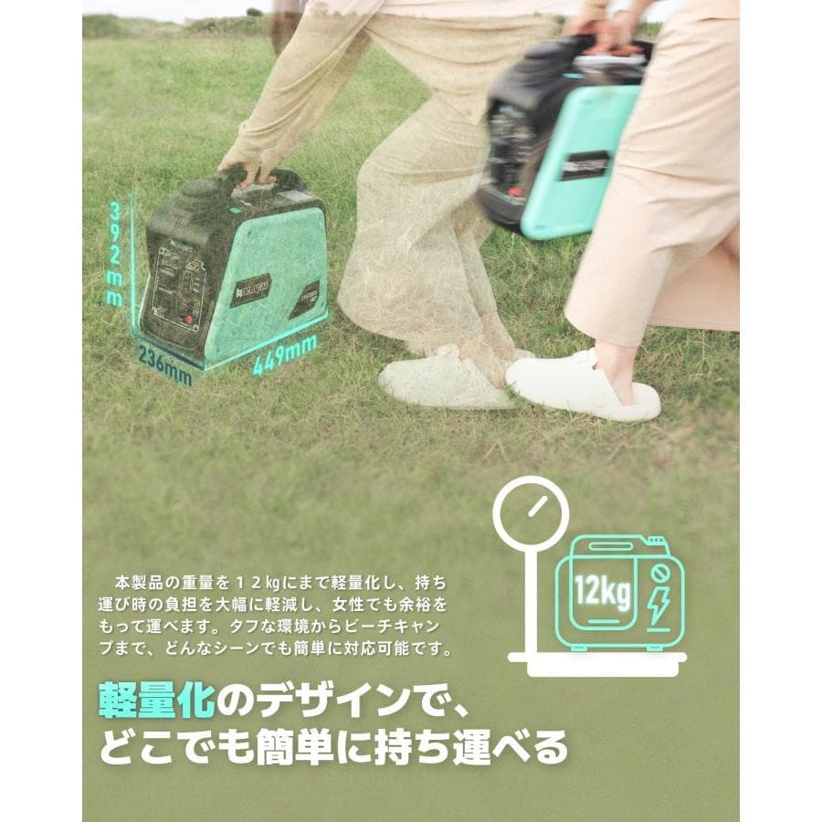 カセットボンベ式★Kareyouインバーター発電機 1.0kVA ガス発電機