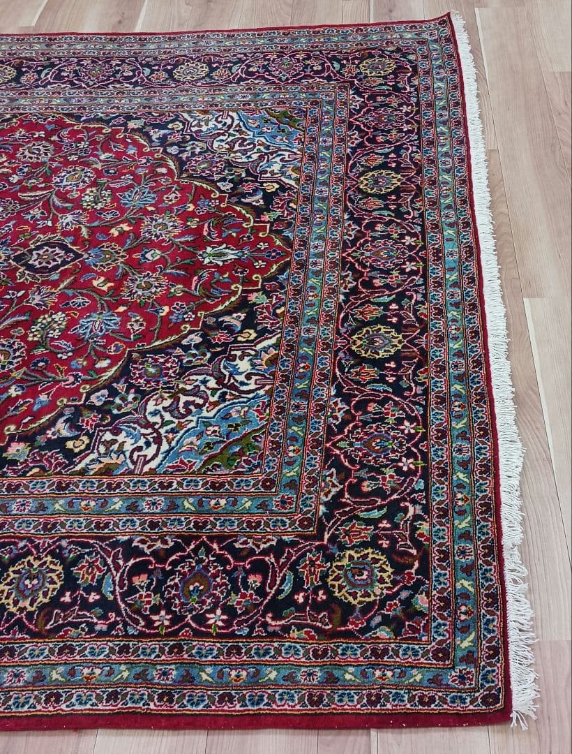 Y3053 高級ペルシャ絨毯 カシャーン産 ウール100% 手織 大判 299㎝