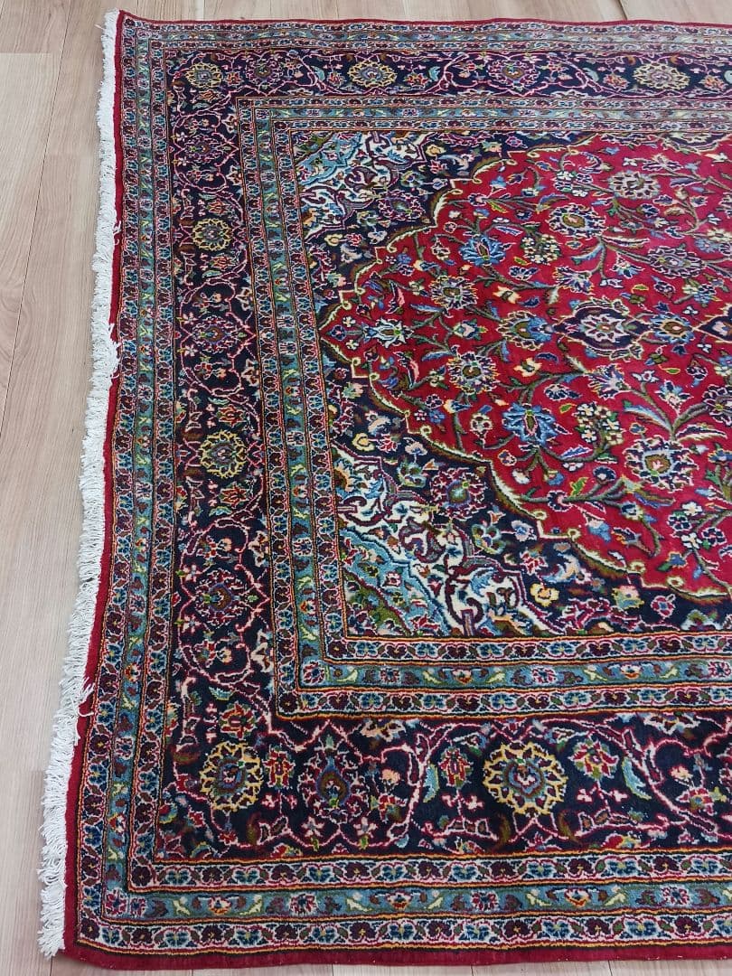 Y3053 高級ペルシャ絨毯 カシャーン産 ウール100% 手織 大判 299㎝