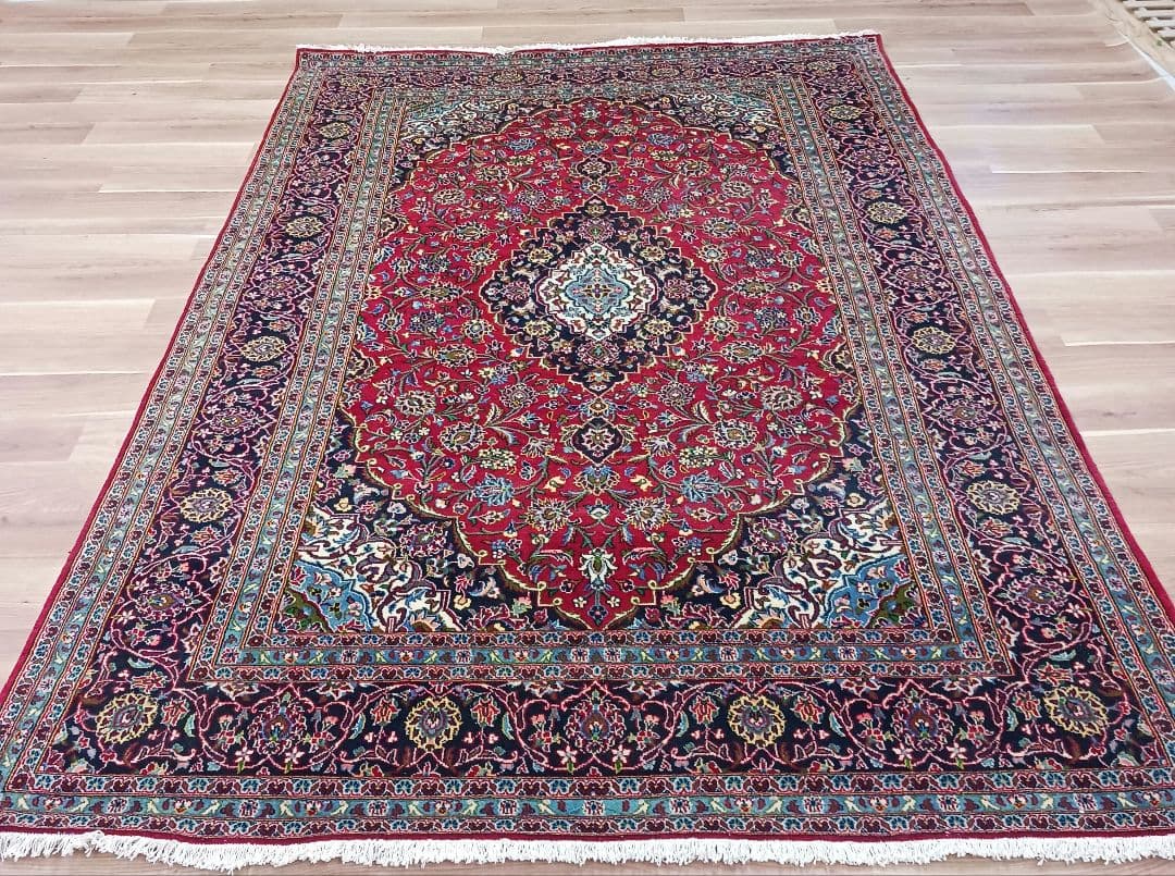 Y3053 高級ペルシャ絨毯 カシャーン産 ウール100% 手織 大判 299㎝