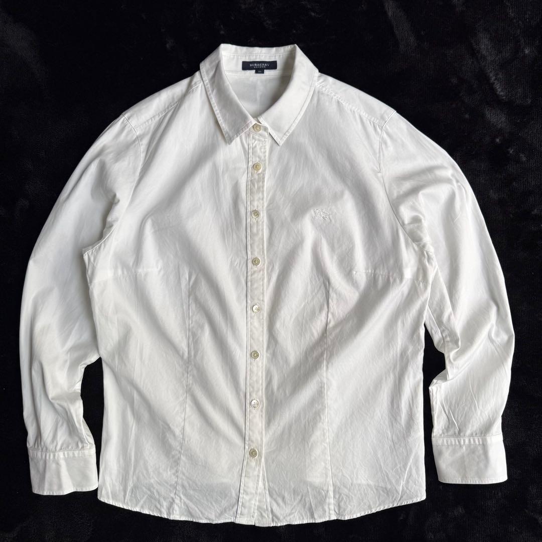 美品 BURBERRY バーバリー コットンシャツ ホワイト ノバチェック 46