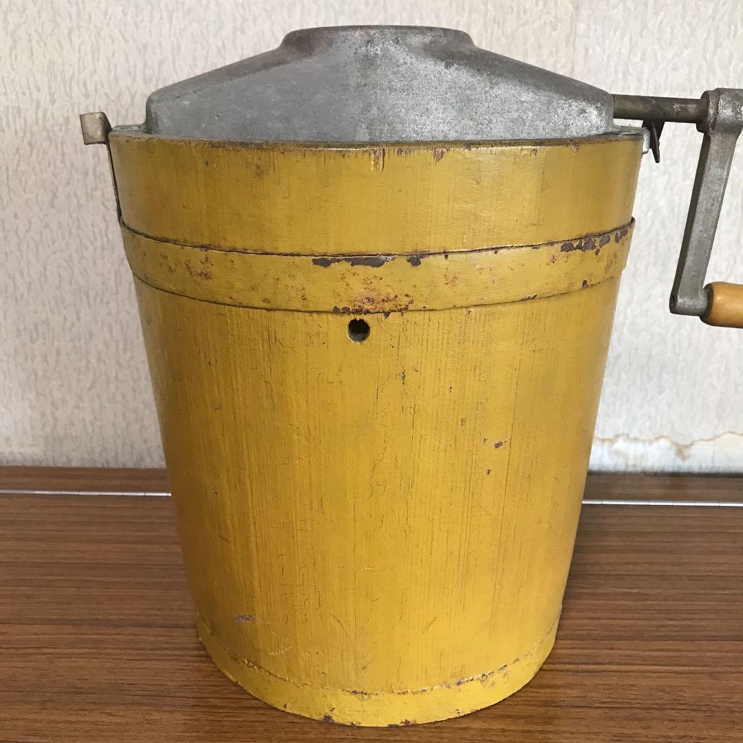 木製バケツ型アイスクリームメーカー　骨董品