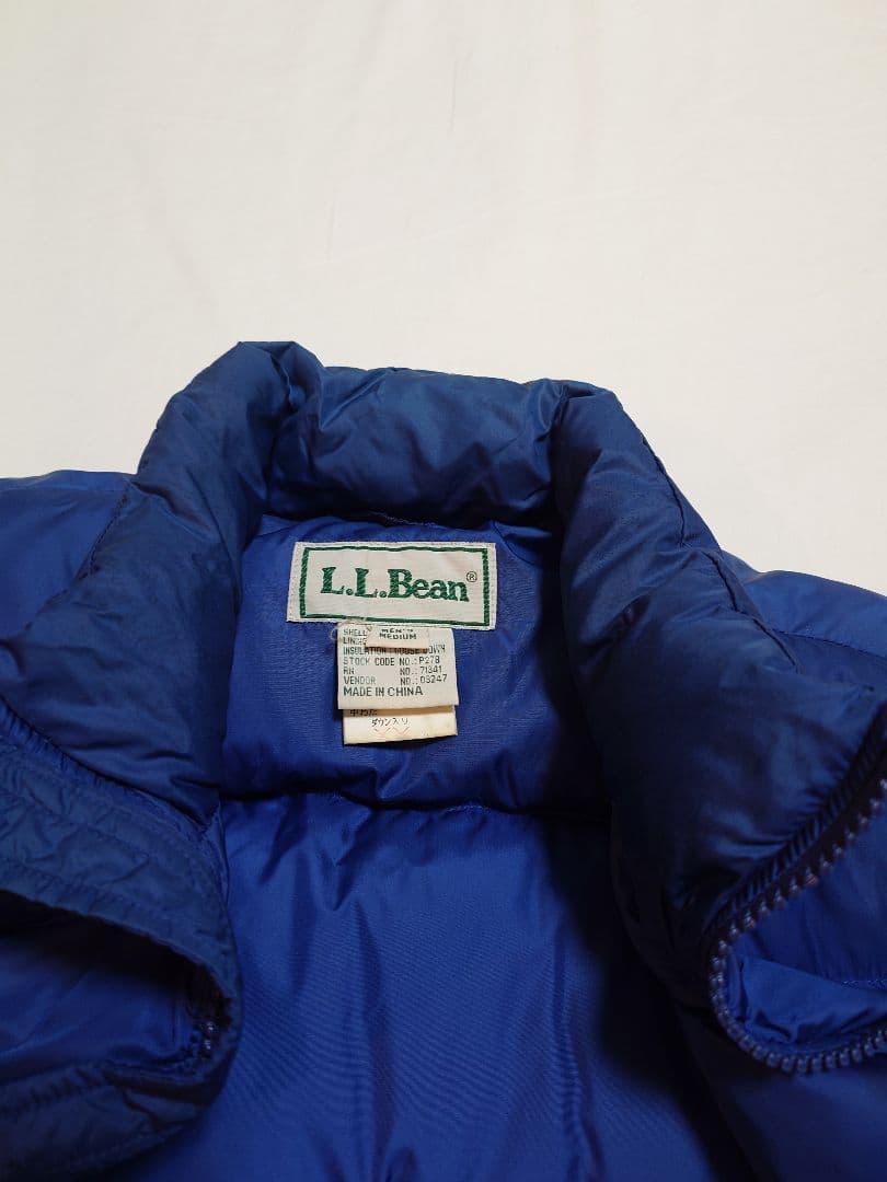 90s エルエルビーン　LLBean 青 ダウンジャケット 刺繍ロゴ
