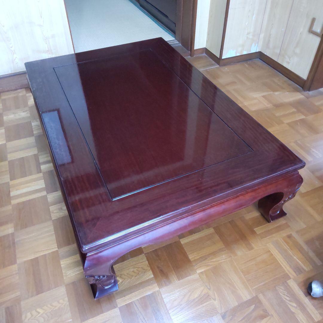 50年前くらいに購入した 伝統的な木製座卓 光沢仕上げ 野田産業