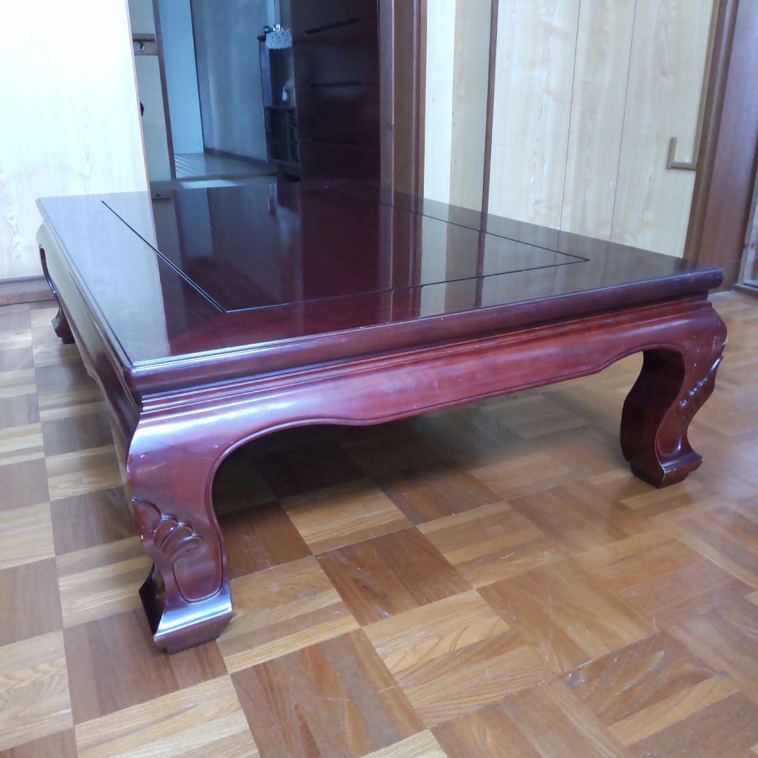 50年前くらいに購入した 伝統的な木製座卓 光沢仕上げ 野田産業