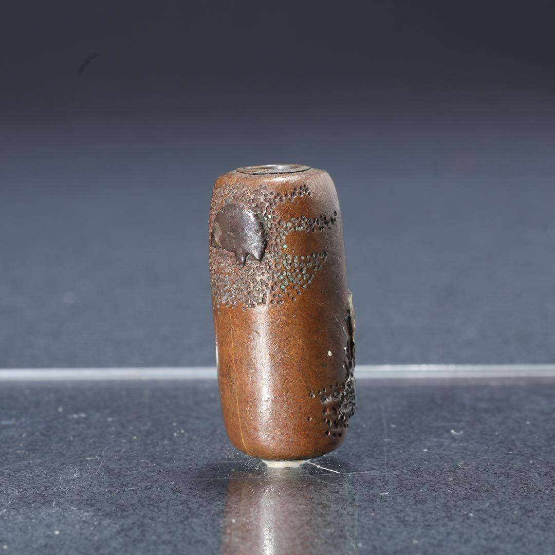 緒締め玉　霊芝　提げもの　金属　金工　R1643