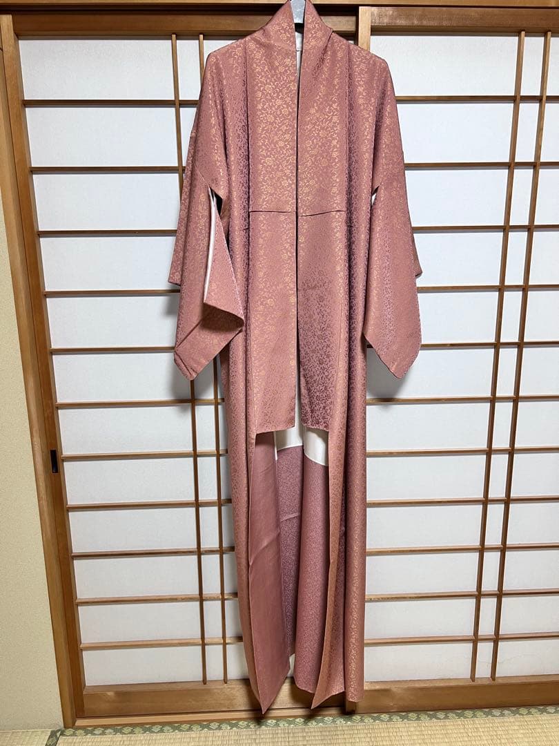 正絹小紋　一つ紋縫い紋　更紗文様　着物