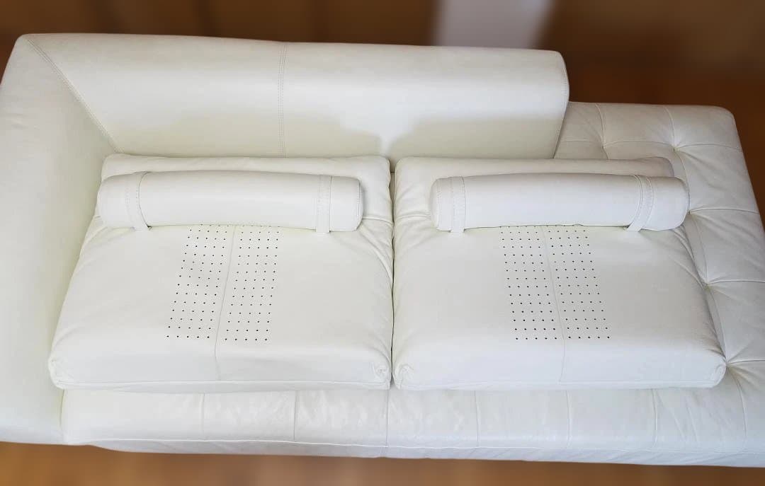 IDC 大塚家具 本革 ソファ L/Sコンフォート11 ホワイト レザー 中古