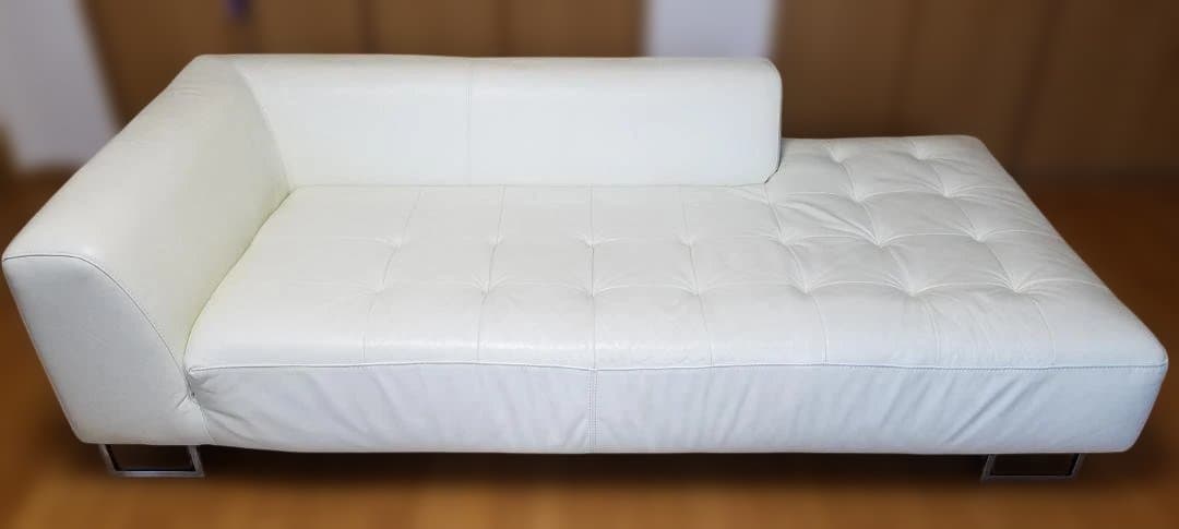 IDC 大塚家具 本革 ソファ L/Sコンフォート11 ホワイト レザー 中古