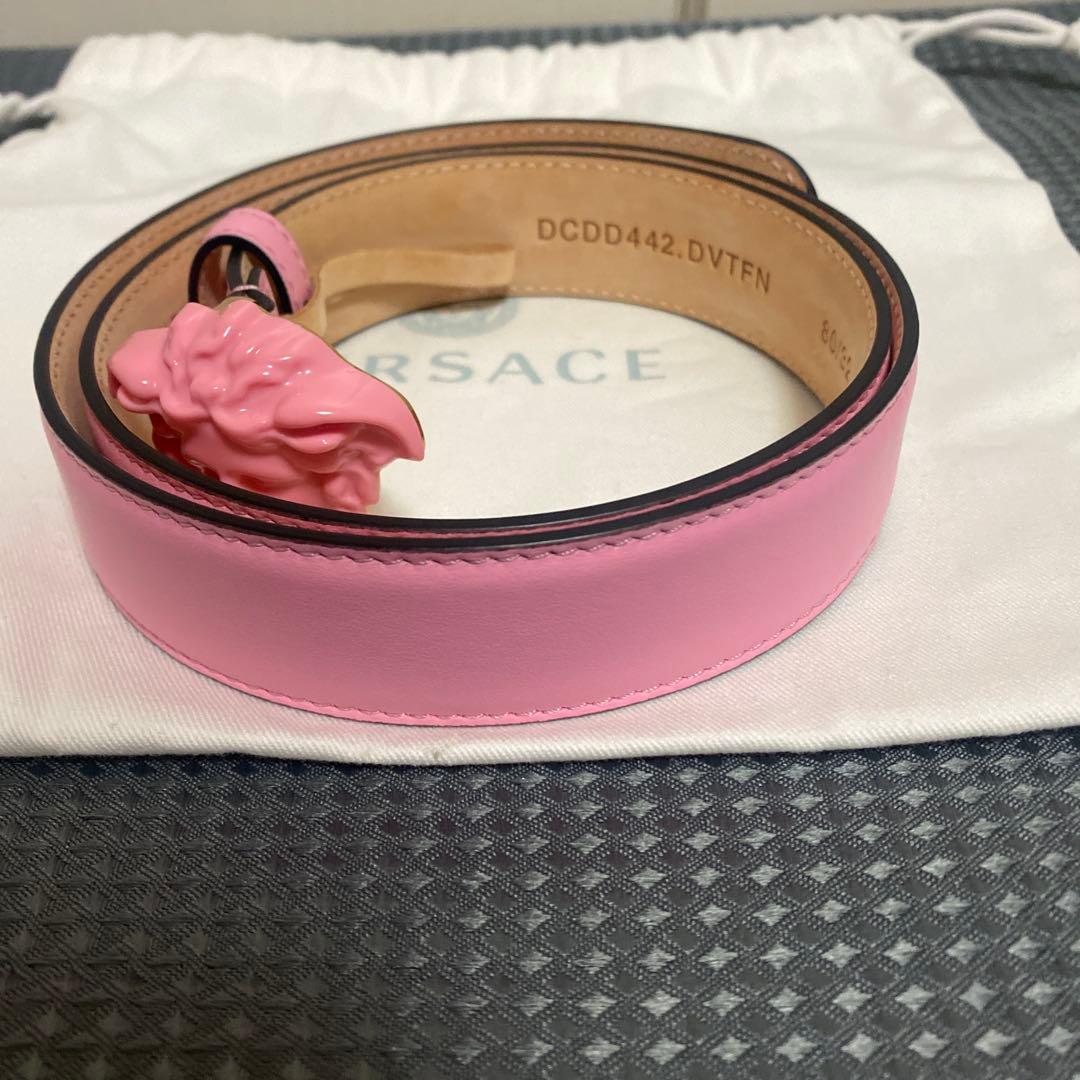 新品 VERSACE メドゥーサ スライド ベルト ピンク 80/32