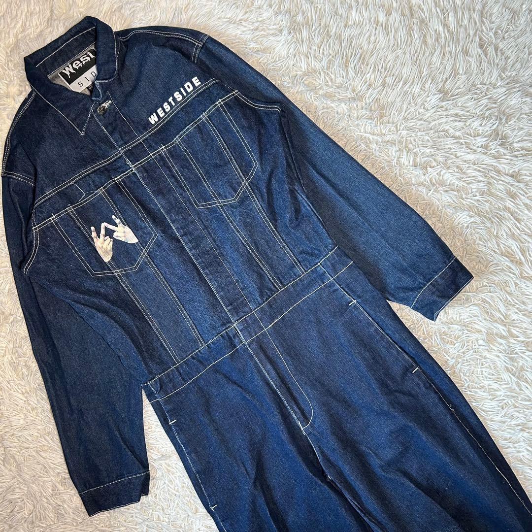 美品　WEST SIDE デニム ツナギ オールインワン XL 濃紺 bboy