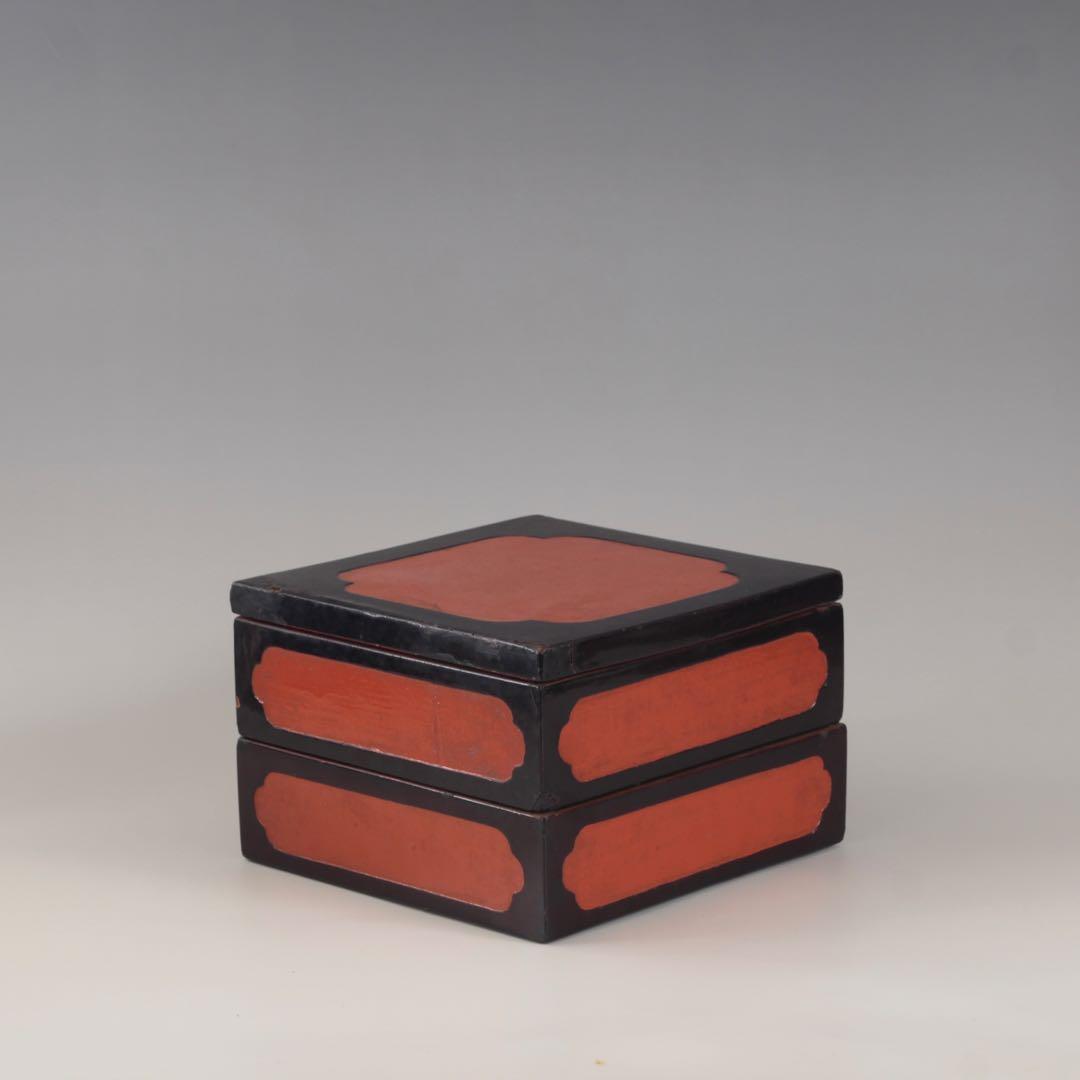 黒/朱 古い 二段重 漆器 古美術 古道具 アンティーク