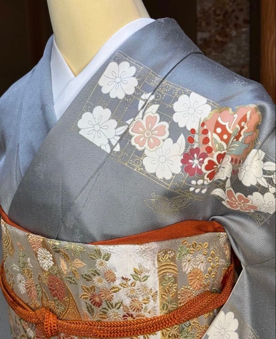 ⭐️華やかフォーマル4点フルセット 正絹訪問着　袋帯　帯締め帯揚げ